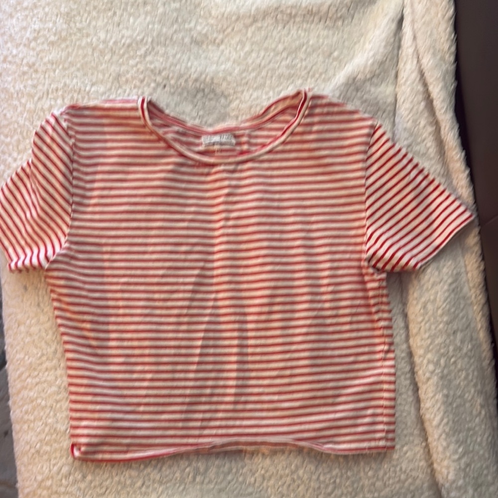 Brandy Melville Red Striped Crop Top